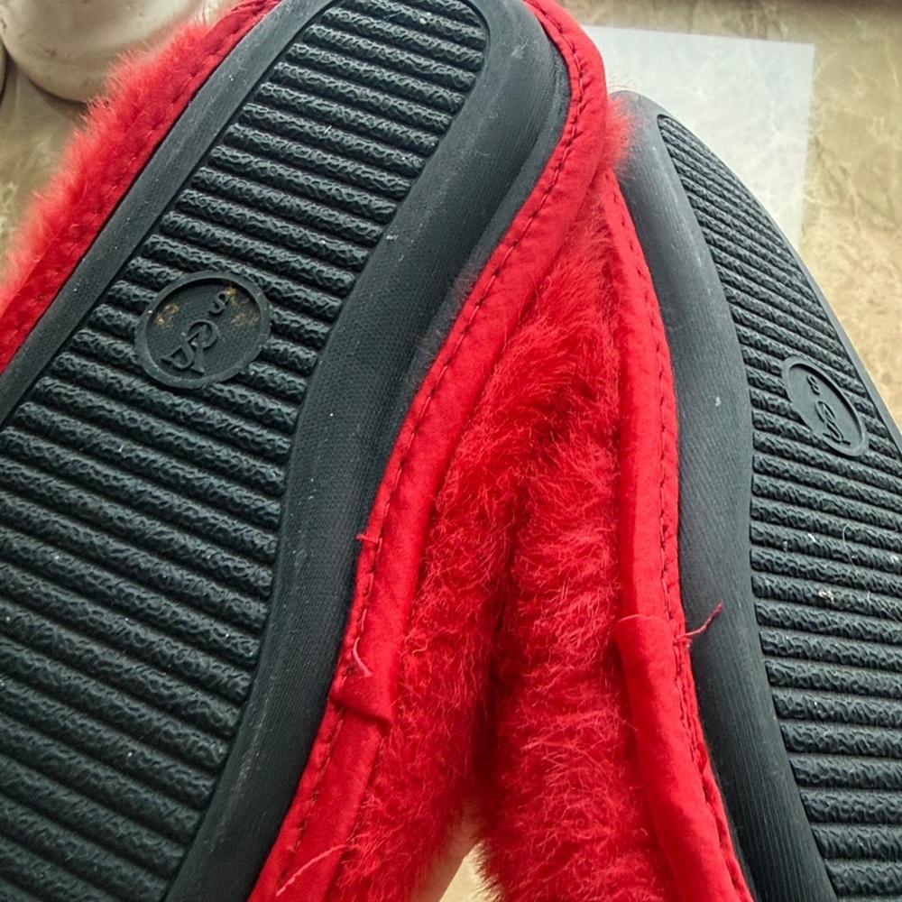 Victoria's Secret Red Fuzzy Slippers - Picture 2 of 5